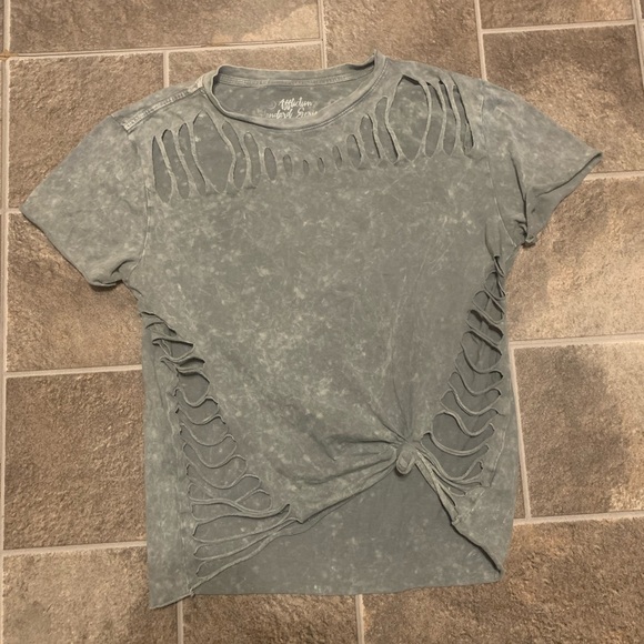 Affliction Tops - Affliction Standard Series Women’s Distressed Short Sleeve Ripped Tee Large